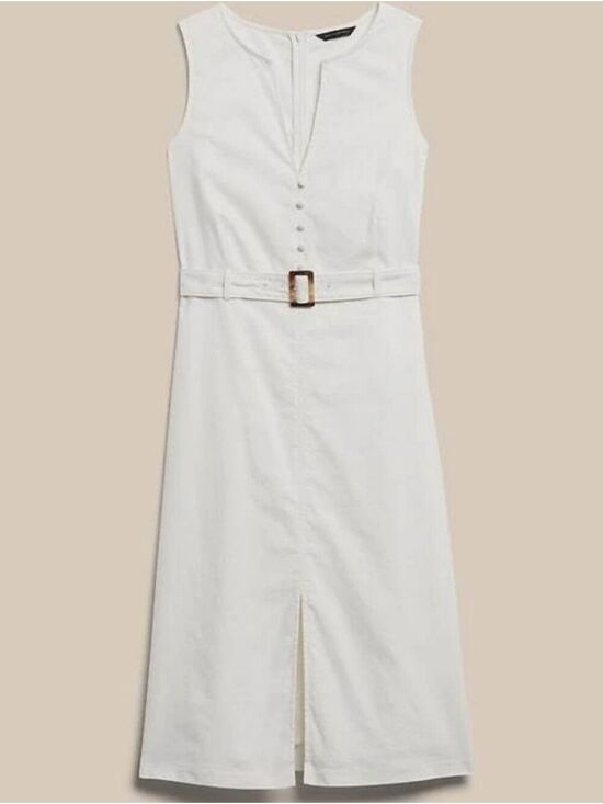 Banana Republic Dresses & Skirts - Banana Republic Off White Sleeveless Button-Front Linen Blend Dress with Belt